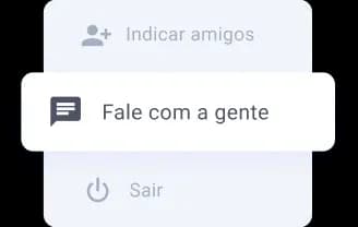 Ilustração do menu “Fale conosco” exibido aos usuários do aplicativo.